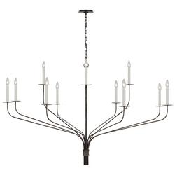 60 x 35-1/2 in. 5.5W 12-Light 1-Tier Traditional Chandelier in Aged Iron