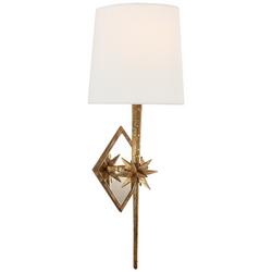 1-Light 40W 16-3/4 in. Wall Sconce in Gilded Iron
