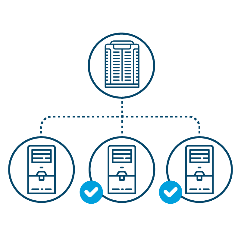 Graphic HVAC AHRI equipment match up featuring 4 icons