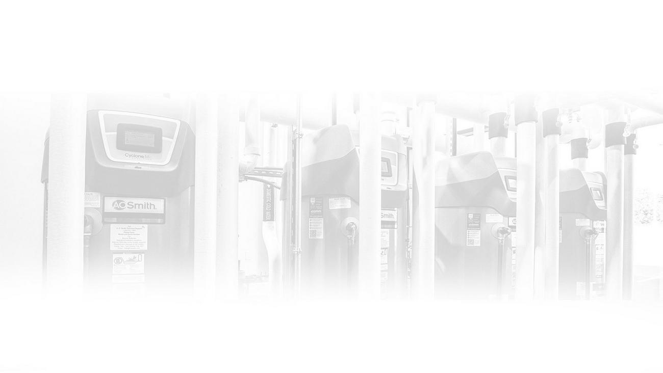Background image of A. O. Smith water heaters with light overlay. 