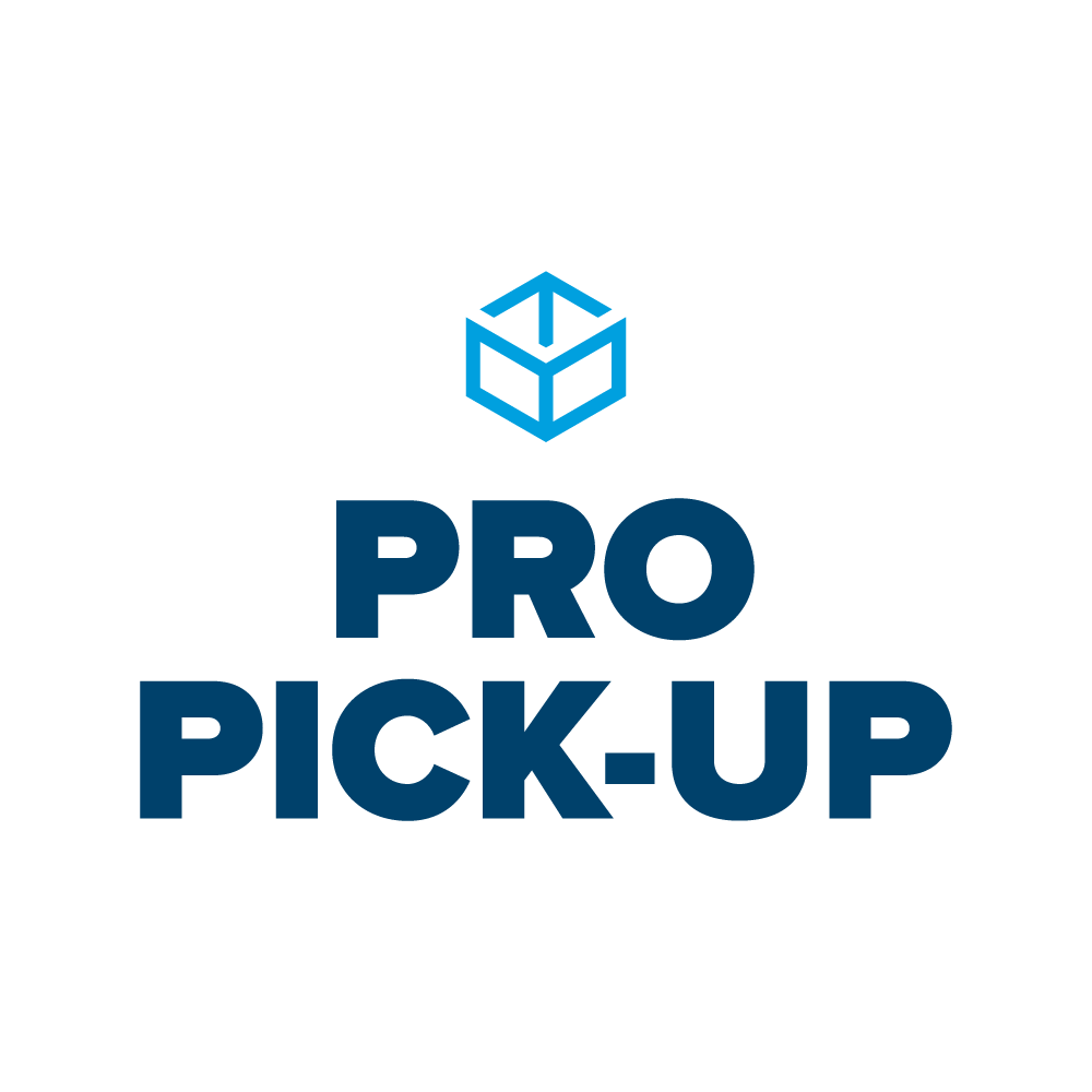 Pro Pick-Up logo in blue with a light blue box above.