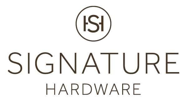 Signature Hardware logo in black writing.