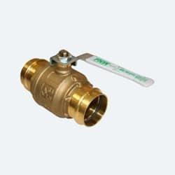 Full port water service forged brass ball valve with press ends.