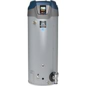 100-gallon commercial natural gas water heater in gray.