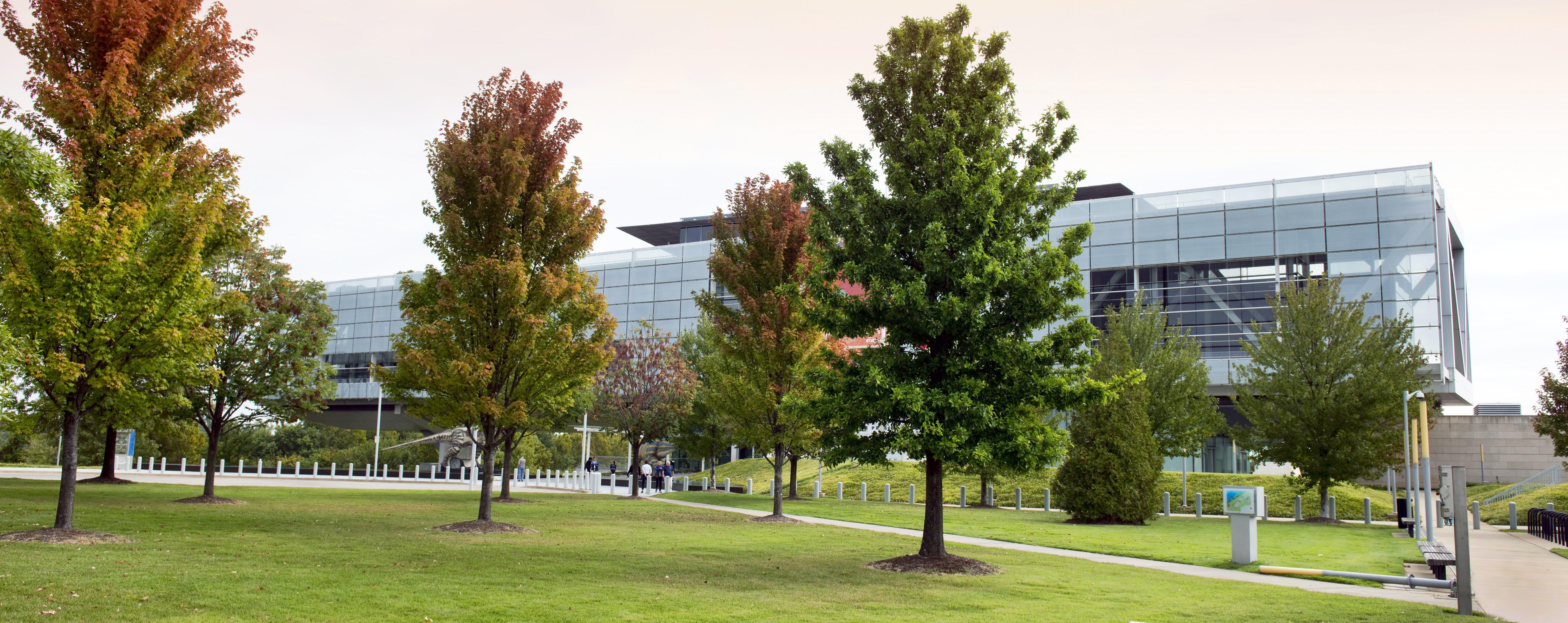 View of the LEED-certified President Bill Clinton Library in Little Rock, Arkansas.