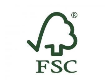 A green outline of a tree and a checkmark over the letters FSC against a white background.