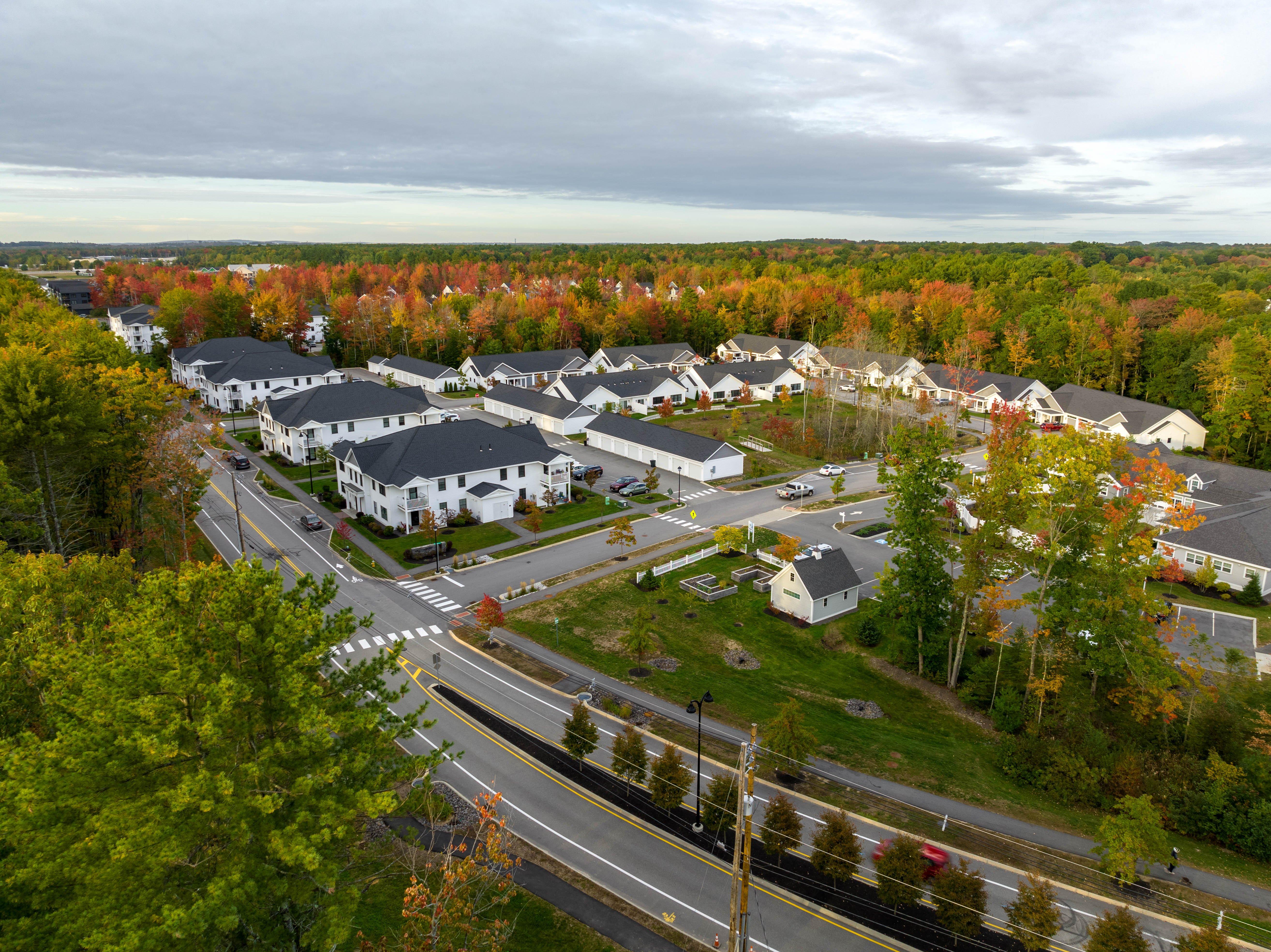 View of a well-maintained suburban neighborhood.