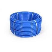 A stack of blue plastic tubing.