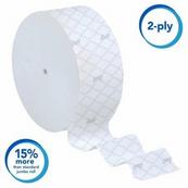 An 1150-foot roll of 2-ply bathroom tissue in white.