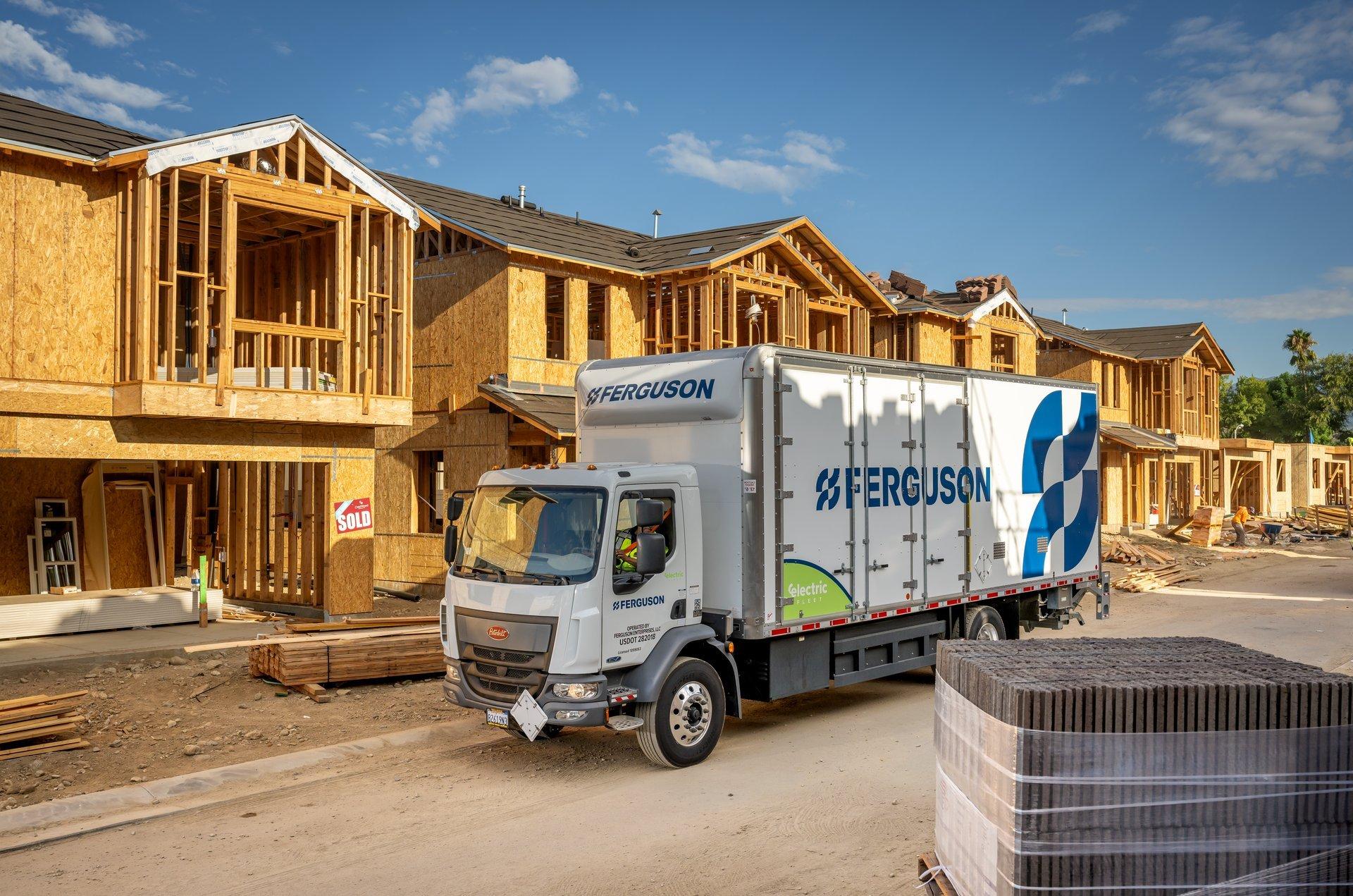 Side view of residential framing showing header and girders.