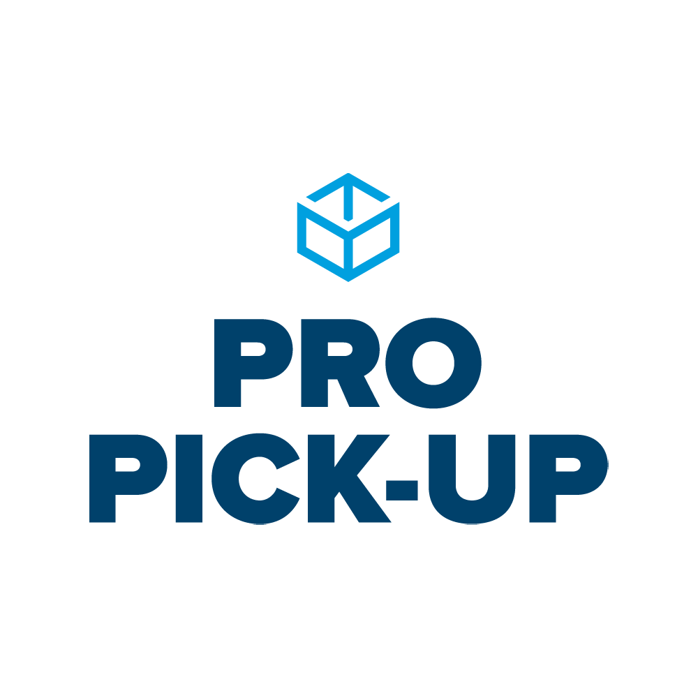 Pro Pick-Up logo in blue with a light blue box above.