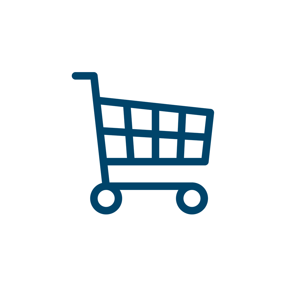 Icon of a blue shopping cart.