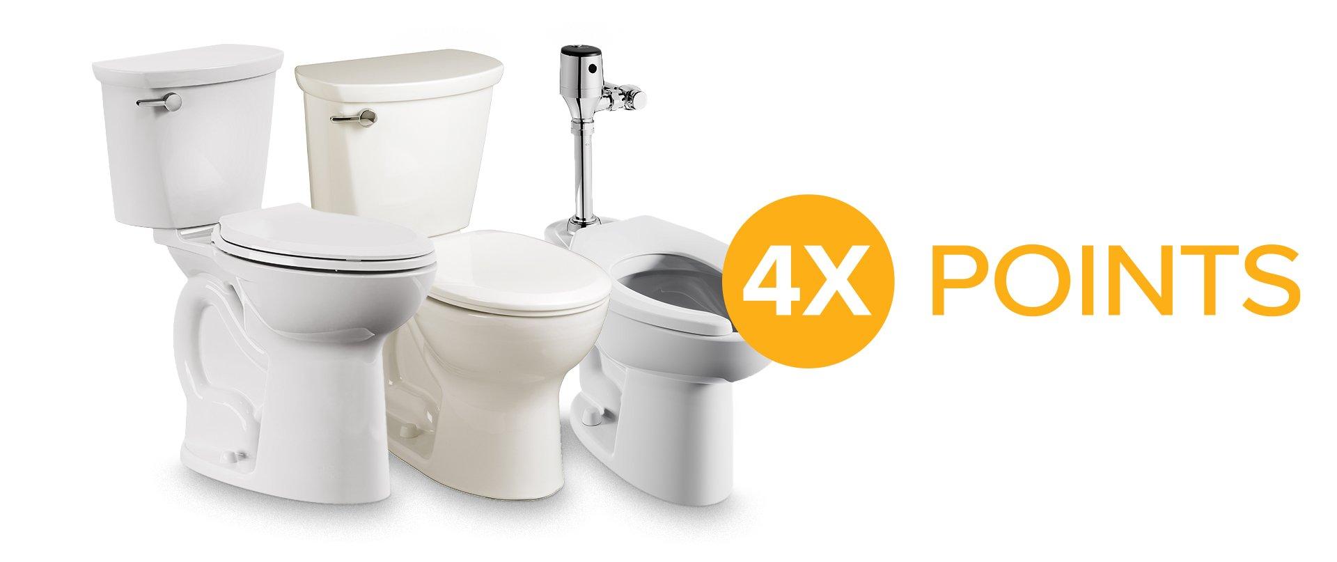 Silo image of three American Standard Cadet Pro toilets against white background. 