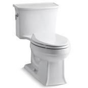 A white one-piece residential toilet.