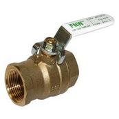 A full port low lead compliant brass ball valve with threaded NPT ends.