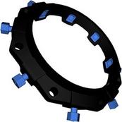 Black mechanical joint wedge restraint for valves, hydrants and ductile iron pipe.