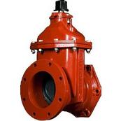 A flanged and mechanical joint ductile iron open left resilient wedge gate valve.