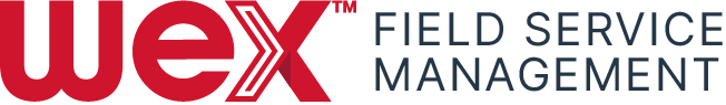 The WEX FSM logo written in lowercase red letters and the words Field Service Management in black letters.