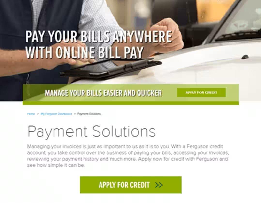 Credit application page for Ferguson business credit.