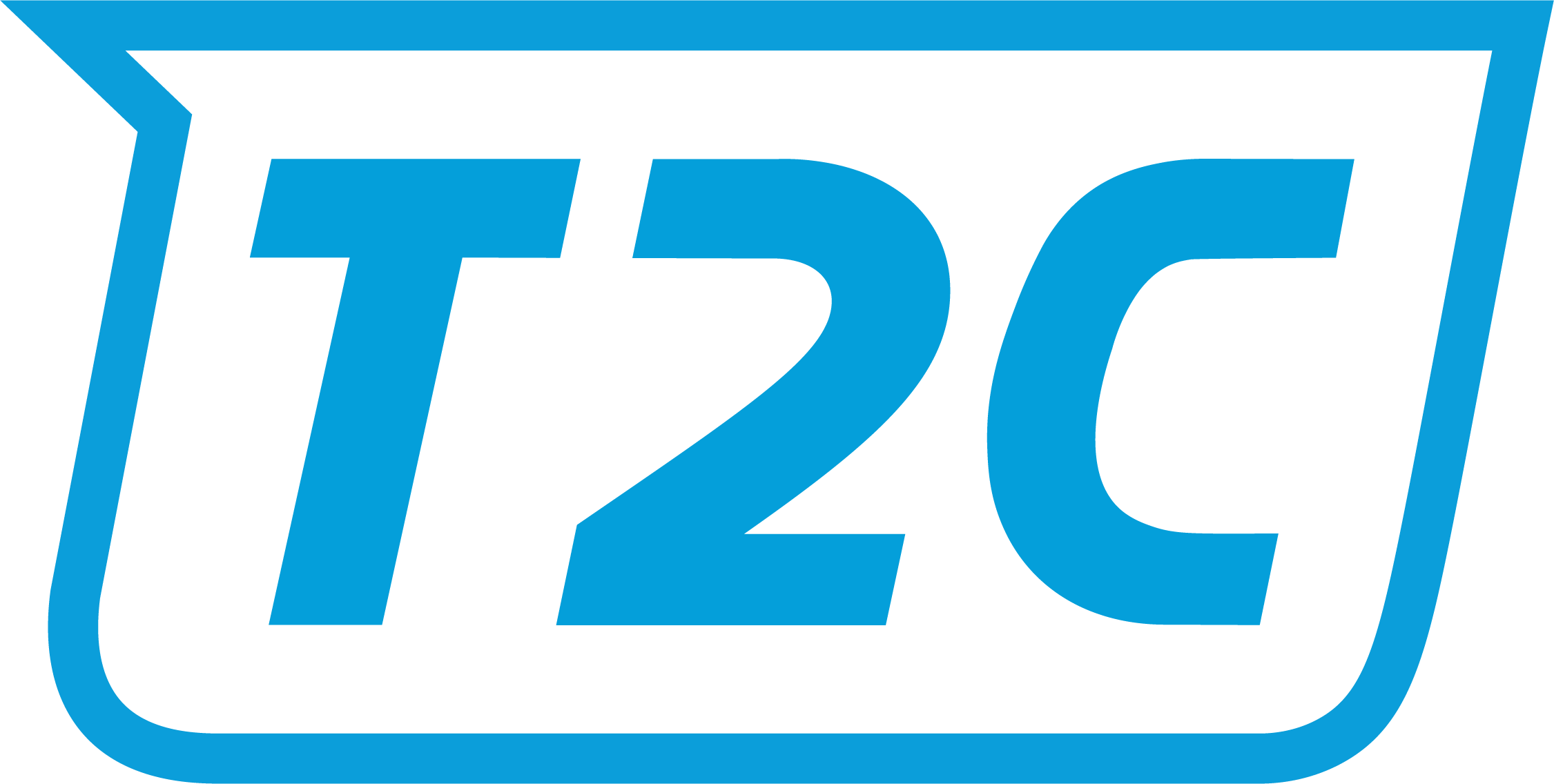 Logo of T2C in blue text surrounded by a blue speech bubble against a white background.