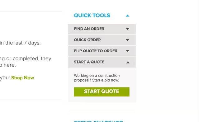 View of the Start Quote section and green button under the Flip Quote to Order section.