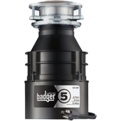 A black Badger garbage disposal.