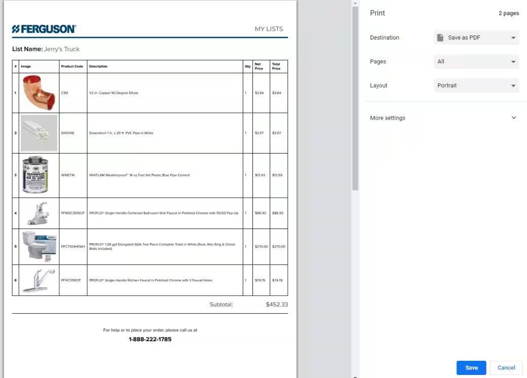 Print preview screen showing print settings.