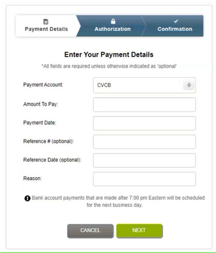 Closer view of Payment Details screen.